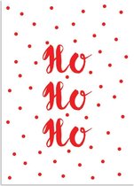 DesignClaud Ho ho ho - Kerst Poster - Tekst poster - Rood Wit poster A2 poster (42x59,4cm)