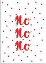 DesignClaud Ho ho ho - Kerst Poster - Tekst poster - Rood Wit poster A2 + Fotolijst zwart