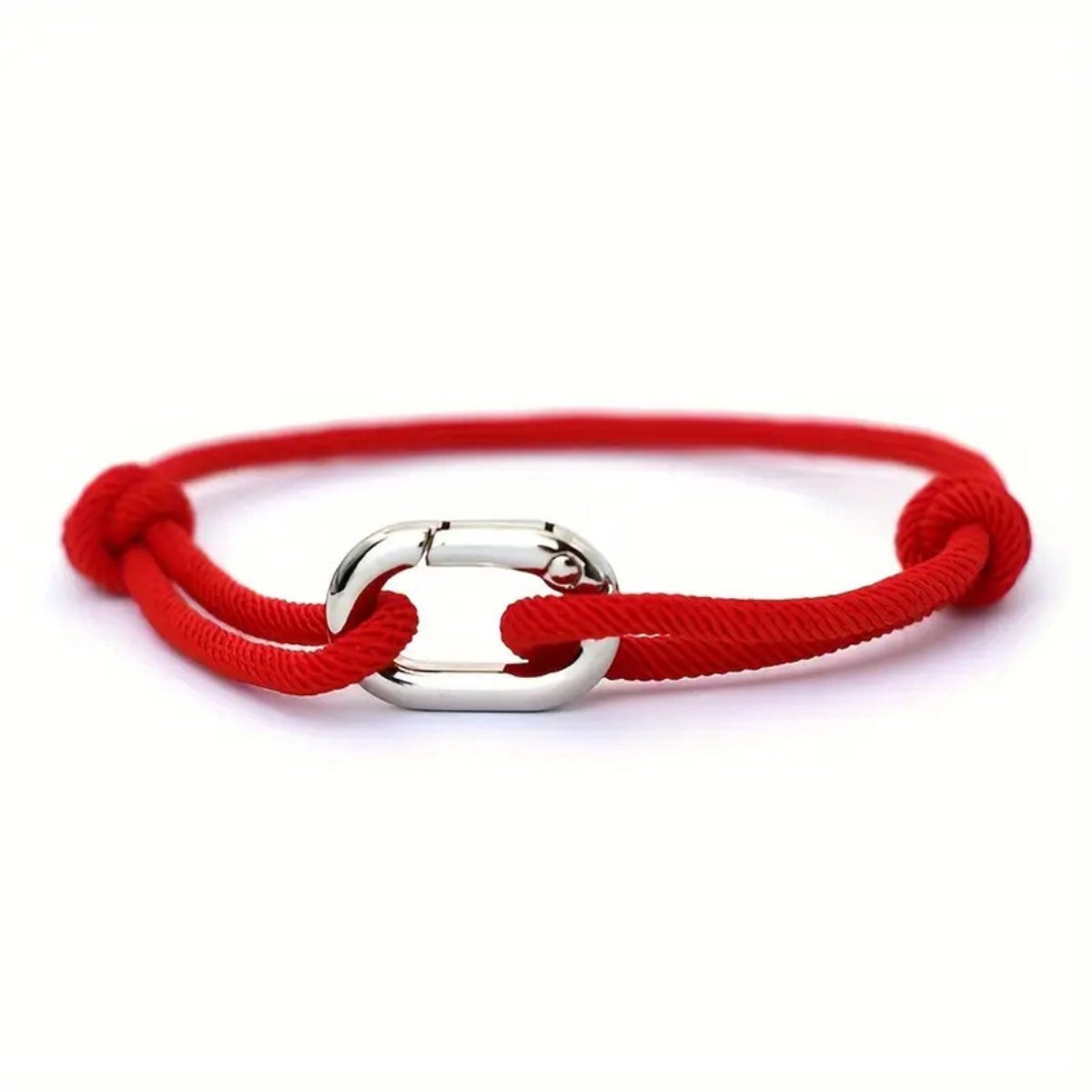 Bovista Armband - Staal - Nep Zilver - Heren - Rood