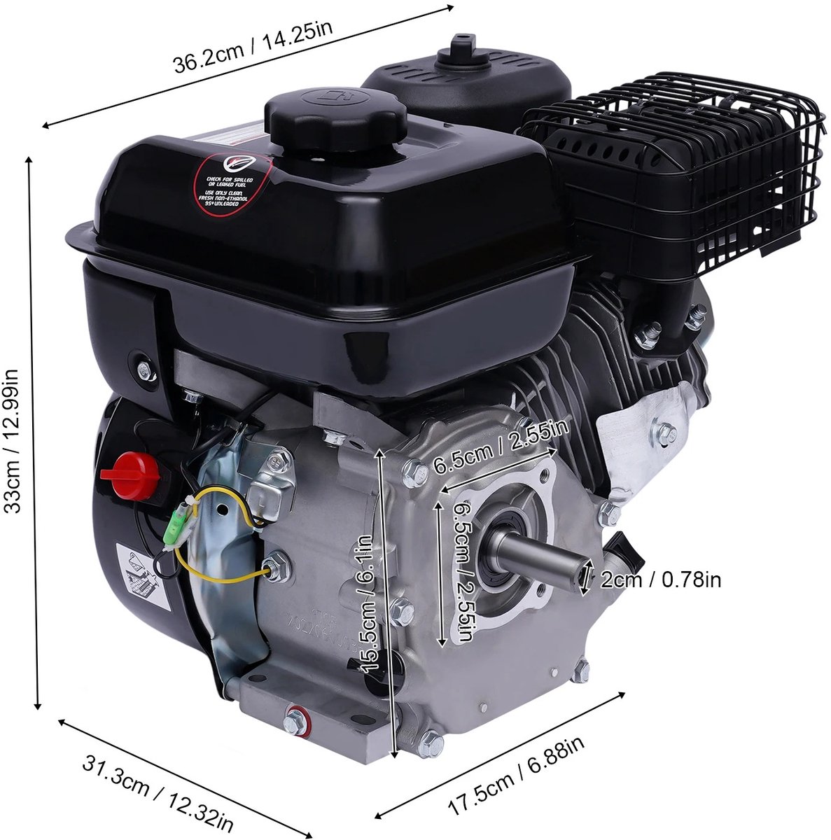 Tagtuell 7,5 pk viertaktbenzinemotor, 208 cc HV-benzinemotor, luchtgekoelde viertaktmotor, 4000 W, 3600 omw/min, beveiliging tegen olietekort