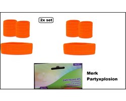 2x Zweetbandjes set neon/fluor - Merk PXP - Sport thema feest festival fun party hoofdband en polsbandjes