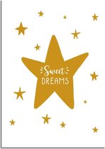 DesignClaud Sweet Dreams - Kinderkamer poster - Mosterd geel A4 poster (21x29,7cm)