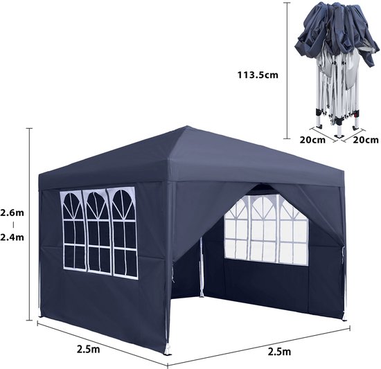 UISEBRT Paviljoen, 3 x 3 m, opvouwbaar, tuinpaviljoen, partytent