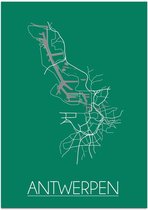 DesignClaud Antwerpen Plattegrond poster Groen A3 + Fotolijst wit