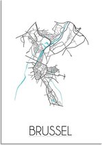 DesignClaud Brussel Plattegrond poster A4 + Fotolijst wit