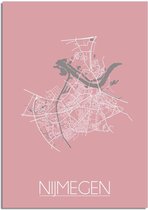 DesignClaud Nijmegen Plattegrond poster Roze - A2 + fotolijst zwart (42x59,4cm)