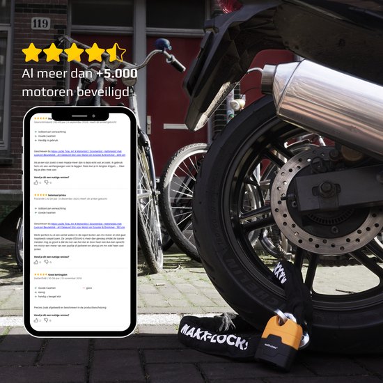 Maxx-Locks Ohura ART 4 Motorslot / Scooterslot - Kettingslot met 12 mm Dikke Schakels - Art Gekeurd Slot voor Motor en Scooter & Brommer - 120 cm van Maxx — afbeelding 5