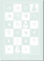 DesignClaud Adventskalender poster - Kerst Poster - Tekst poster - Mint A2 + Fotolijst wit