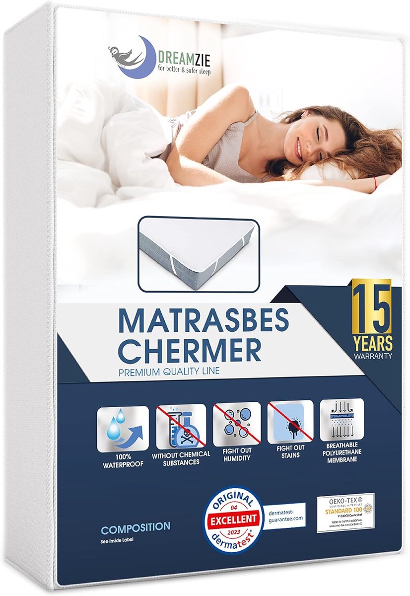 Matrasbeschermer 140x200 cm Waterdicht - OEKO-TEX® Gecertificeerd met Elastische Hoeken ma