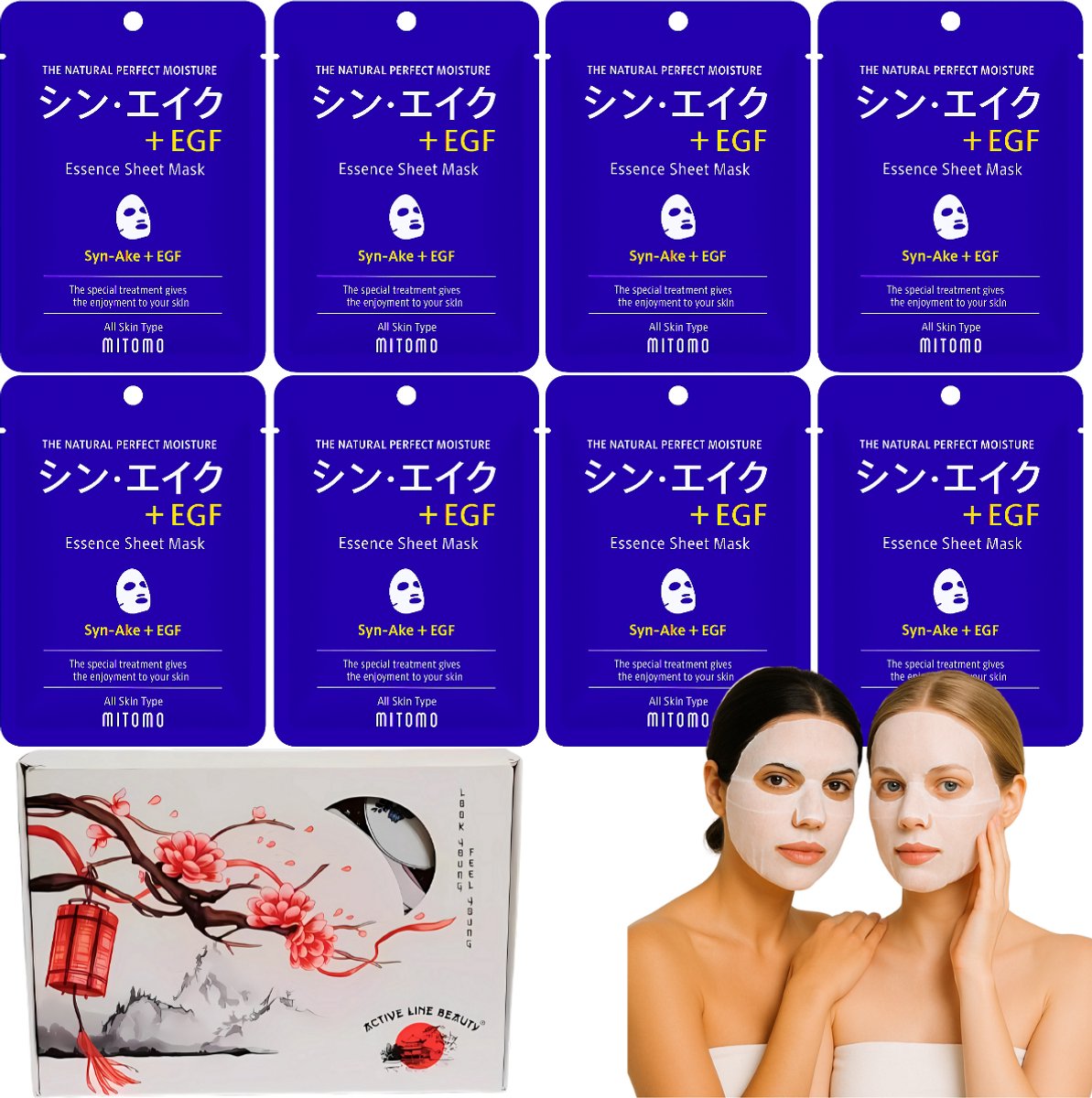 Goedkoopste MITOMO® Syn Ake Gift Set - 8 Stuks - Giftset Vrouw - Gezichtsmasker - Sheet Mask - Skin Care - Verjaardag Cadeau Vrouw - Gezichtsmaskers Verzorging