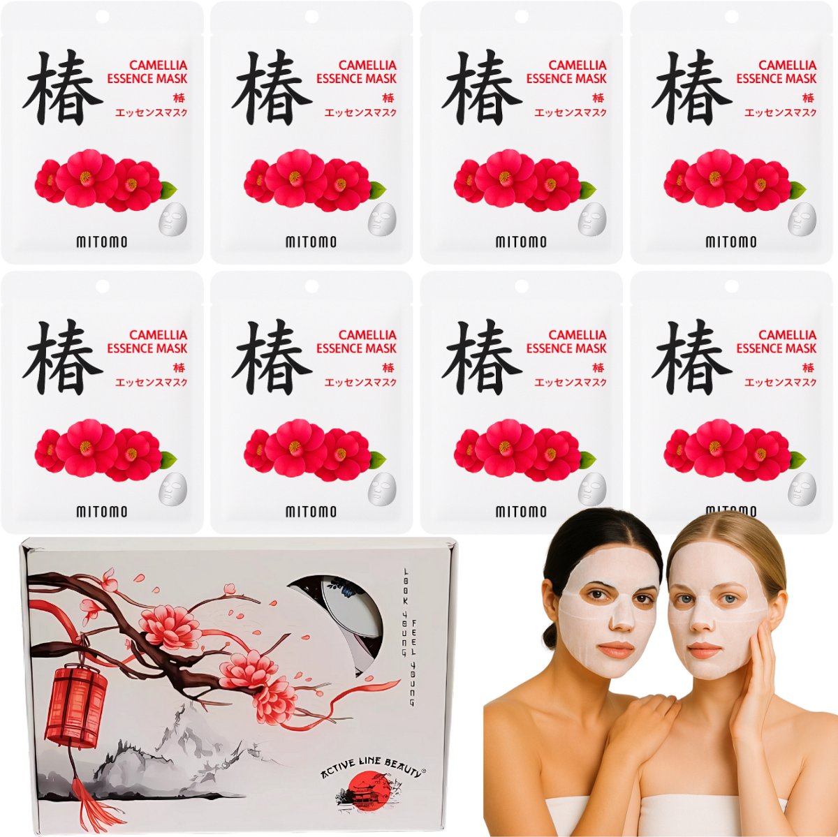 Goedkoopste MITOMO® Camellia Flower Gift Set - 8 Stuks - Giftset Vrouw - Gezichtsmasker - Sheet Mask - Skin Care - Verjaardag Cadeau Vrouw - Gezichtsmaskers Verzorging