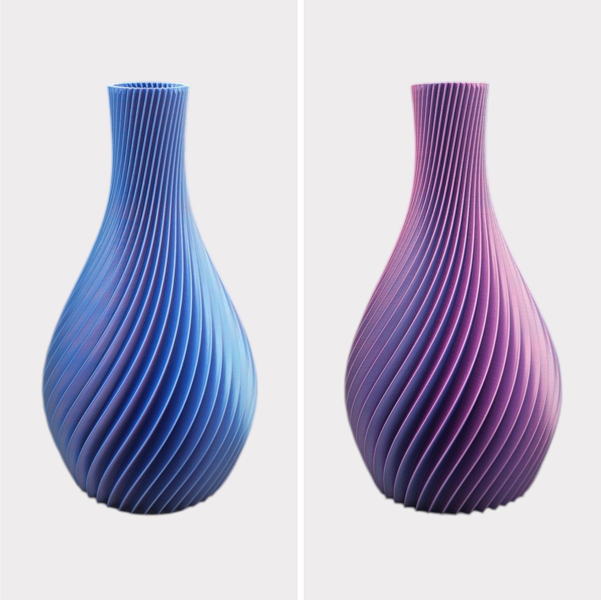 Vaas Pyriet voor droogbloemen en zijdebloemen lila lichtblauw handgemaakt trendy unieke vaas voor interieur decoratie