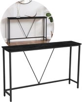 DiBasso Wandtafel - Haltafel - Sidetable - Dressoir - 120 x 23 x 74 cm (L x B x H) - Verstelbare Poten - Metaal - Hout - Zwart