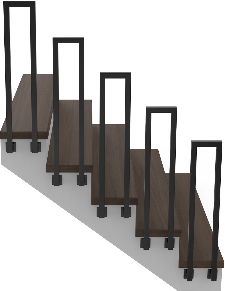 Aufun 95cm Trapleuning Voor Trap U-Vormige Metalen Leuning Veiligheid Leuning Trap Leuning Balusters Terras Leuning, Zwart(Zijmontage)