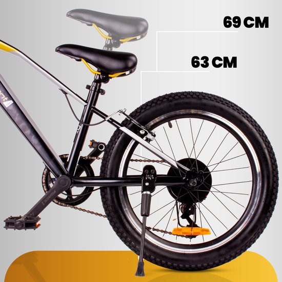 Verdant Kinderfiets voor jongens van 6 tot 10 jaar, 20 inch, 6 versnellingen, Shimano kinderfiets, verstelbare hoogte (Zwart en Goud) van Verdant — afbeelding 4