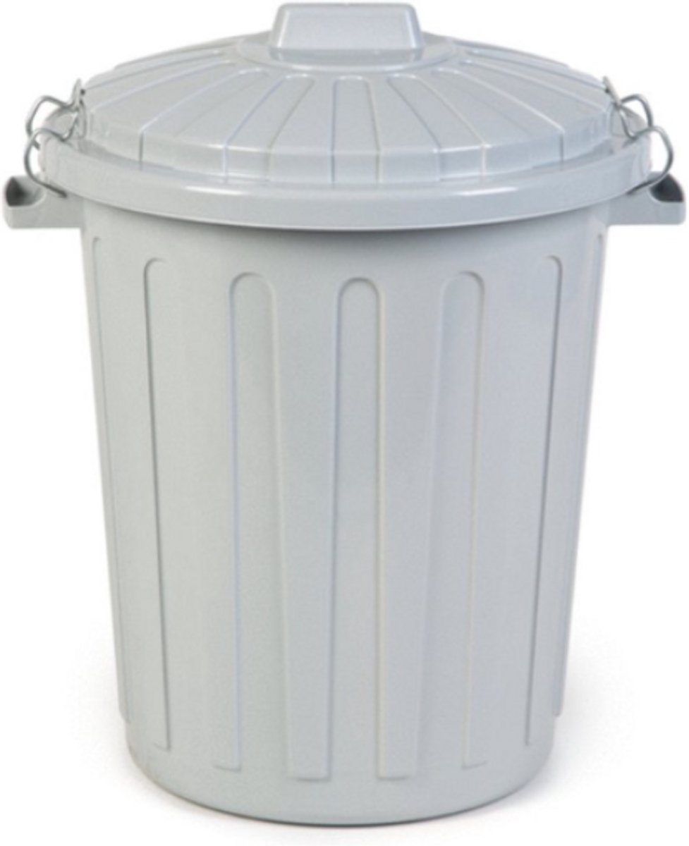 HL voederton 50 liter - voerton - grijs - kunststof - met deksel - Ø 44 x 54 cm - rond