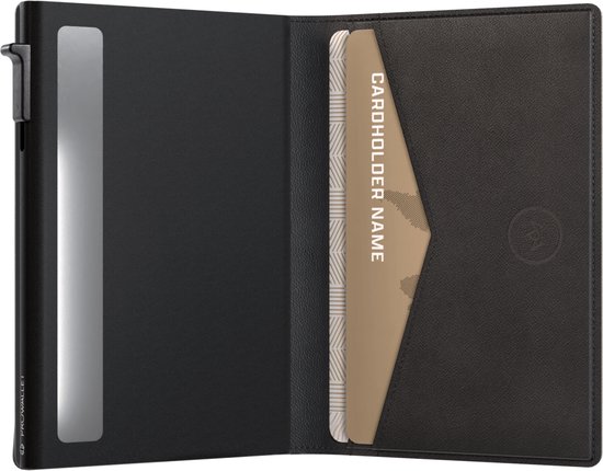 Prowallet Slim – Porte-cartes RFID - Noir – Portefeuille compact pour 8 cartes et billets – Porte-cartes coulissant en aluminium et simili cuir – Coffret cadeau de luxe – Homme & Femme