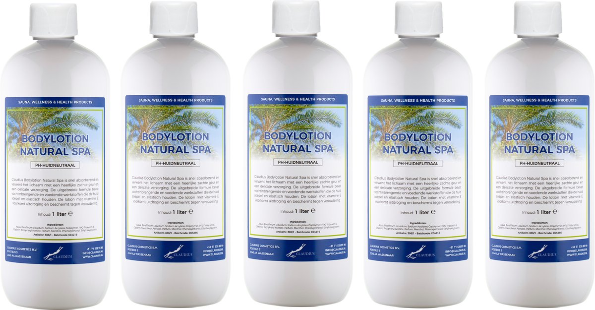 Bodylotion Natural Spa 1 Liter - set van 5 stuks - Voordeelverpakking