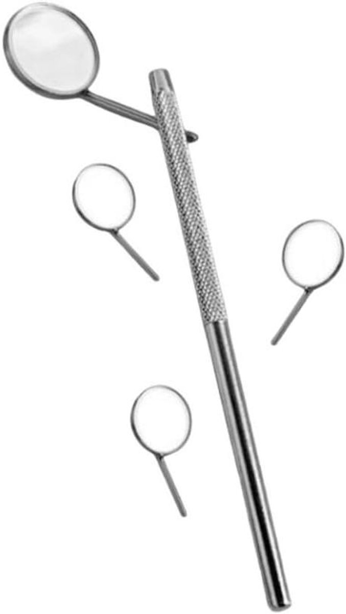 Miroir Dentaire Surface Avant avec 3 Miroirs d'Inspection en Acier Inoxydable - Tête de Micro de PCS