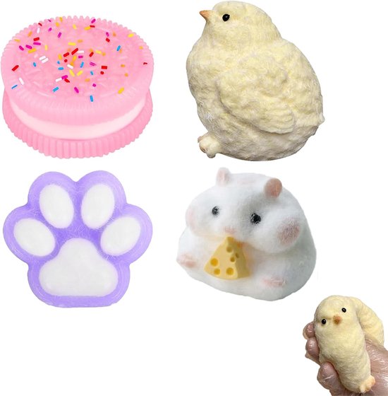 Fidget toys-Taba squishy-4 taba squishy kattenpootjes-Stressverlichtende en sensorische friemelspeeltjes - Feestzakjesvullers voor kinderen en volwassenen