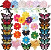 FINGERINSPIRE 144 Stuks 8 Kleuren Gebreide Bloemen Patch 15mm Gehaakte Bloem Patches Bloem Naaien Patches Katoen Breien Applique Patches Kostuum Accessoires Voor Ambachten Kleding Jurk Jassen Hoed