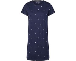 By Louise Dames Nachthemd Korte Mouw Blauw Hartjes - Maat XXL