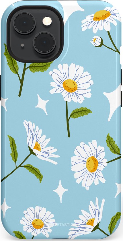 Casetastic Hoesje Geschikt voor Apple iPhone 15 Magsafe - Stijlvolle Beschermende Duo-layer Case - Margrietjes in de Wind