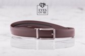 Ceinture en cuir marron sans trous avec boucle automatique pour homme (Modèle N090)