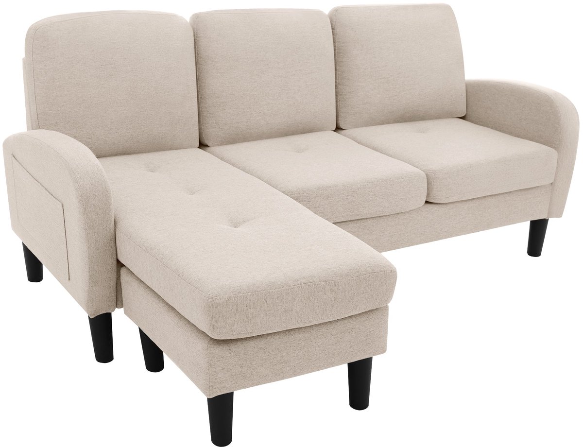 Merax L-vormige Hoekbank met Chaiselongue – 3-zits Bankstel – Modulaire Opstelling Links o