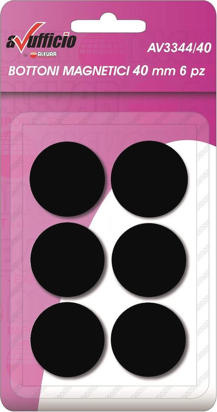 Foto: Magneetknoppen voor kantoor en koelkast set van 6 40 mm zwart