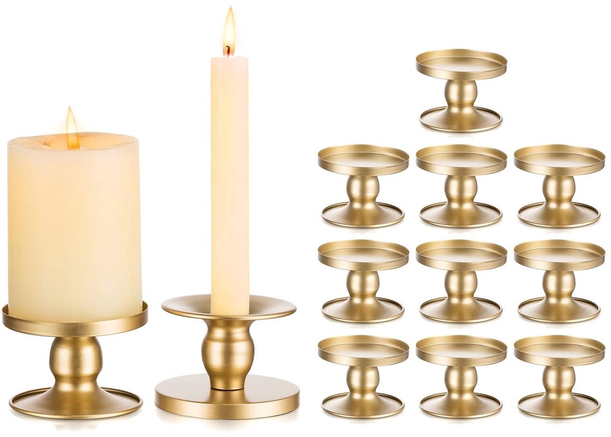 Ibenzoa Klassieke Gouden Kandelaars Set voor Tafel- en Woonkamerdecoratie, Geschikt voor Verschillende Kaarsformaten