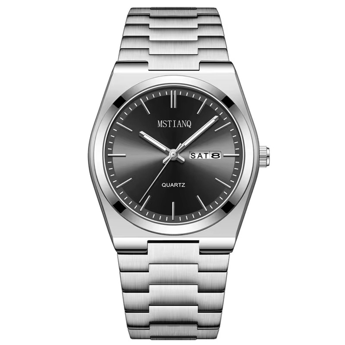 Selevie Horloge Quartz Classic - Zilver met zwarte wijzerplaat - luxe en comfort - herenhorloge - Zilverkleurige schakelband