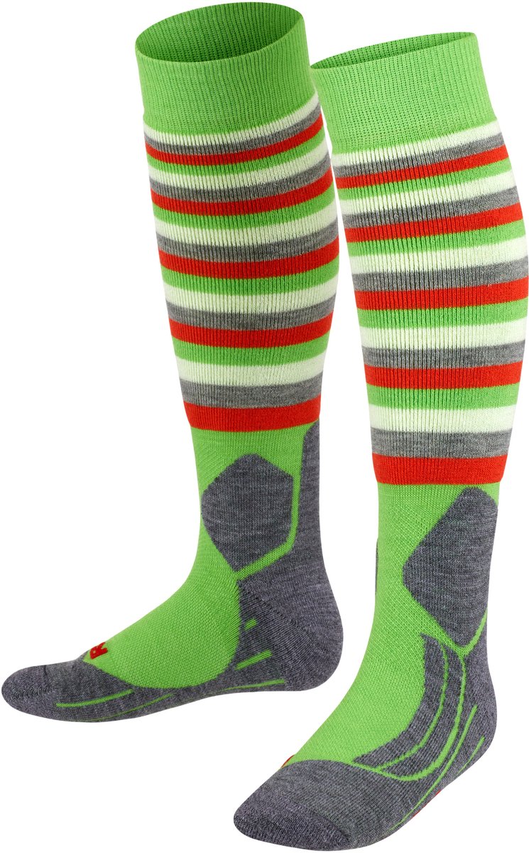 FALKE SK2 Stripes warm dik wol functioneel materiaal skisokken kinderen Groen