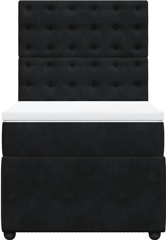 vidaXL - Sommier tapissier - avec - matelas - velours - noir - 100x200 - cm