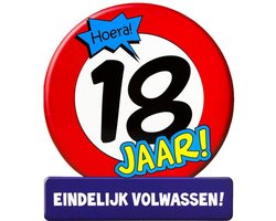 Stopbord 18 jaar wenskaart/verjaardagskaart - 16 x 14 cm - verjaardag / sweet eighteen - cadeau