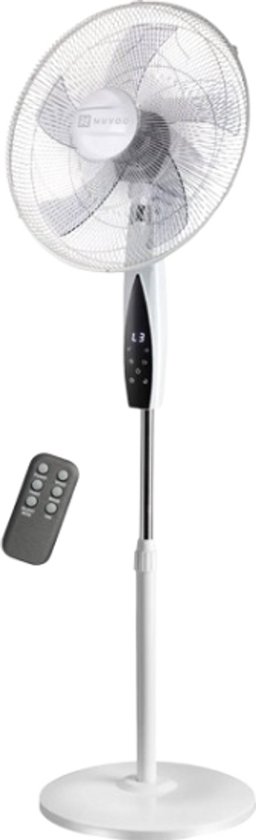 Nuvoo Statiefventilator - Oscillatiefunctie - Zuinig - 3 Standen - Stille/Slaap Ventilator - Energiebesparende Timerfunctie - Afstandsbediening - Wit