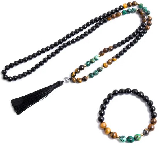 Bracelet Mala Tibétain 108 Perles - Pierre, élastique, Chakra, Neuf Avec étiquettes