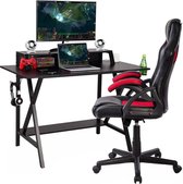 Professionele Gaming Desk - Gamebureau Tafel Workstation - Met Bekerhouder Netwerk & USB Poorten - Ideale Gamer Setup! - Zwart