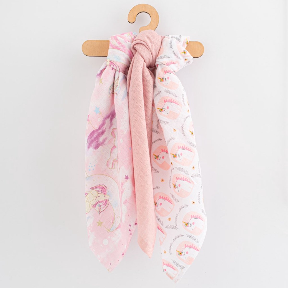 New Baby - Luier - Katoenen luiers roze 70x80 cm 3 stuks - babyluiers - luiers met opdruk - luiers voor meisjes - babytextiel - luiers