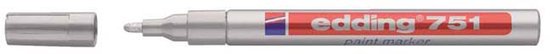 edding 751 glanslakmarker – zilver – 1 verfstift – ronde punt 1-2 mm – verfpen voor glas, stenen, hout, plastic, papier – waterproof, hoge dekking