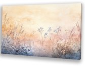 Champ de fleurs douces aux tons pastel - Tableau nature - Décoration murale toile fleurs - Aquarelle - Tableaux modernes - Peintures & posters - toile 120x80 cm