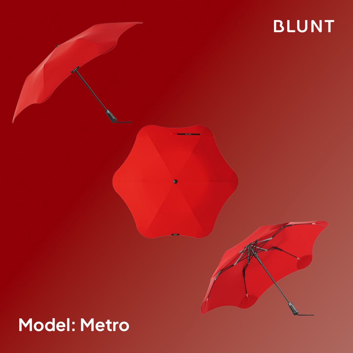 BLUNT Metro - Paraplu en Stormparaplu - Opvouwbaar en Winddicht tot 88 km/u - Automatisch Open - Lichtgewicht en Duurzaam - Ø 100 cm - Kersenrood
