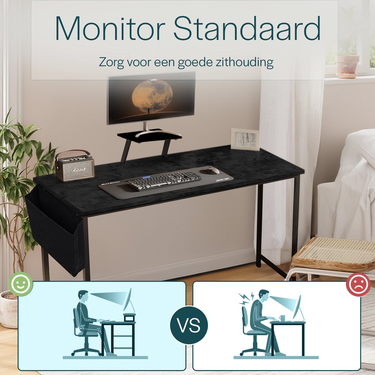 BAUER & MEYER® Bureau - Bureau Zwart - Computerbureau - Computer tafel - Bureautafel - Desk