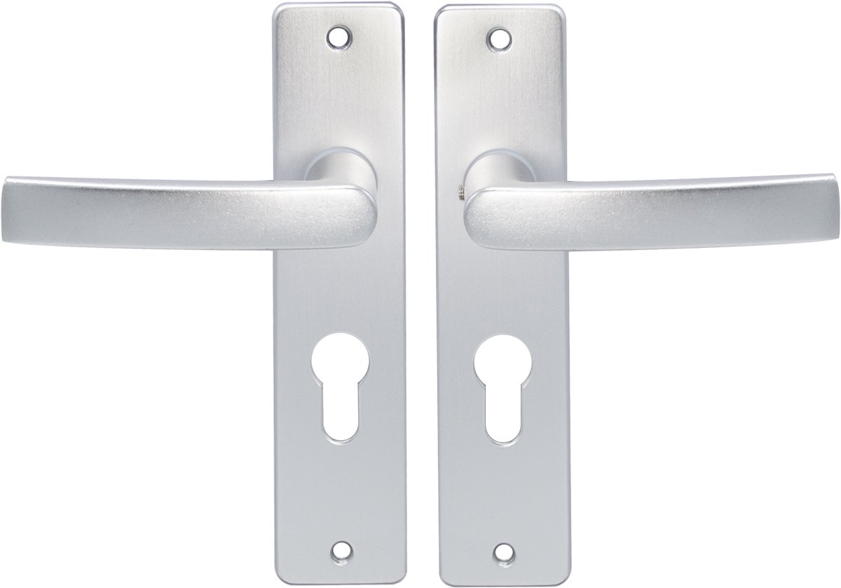 Slotman Solutions Deurklink Cilinder – Zilver – Deurbeslag met Cilindergat – PZ55 – Aluminium – 180x41 mm