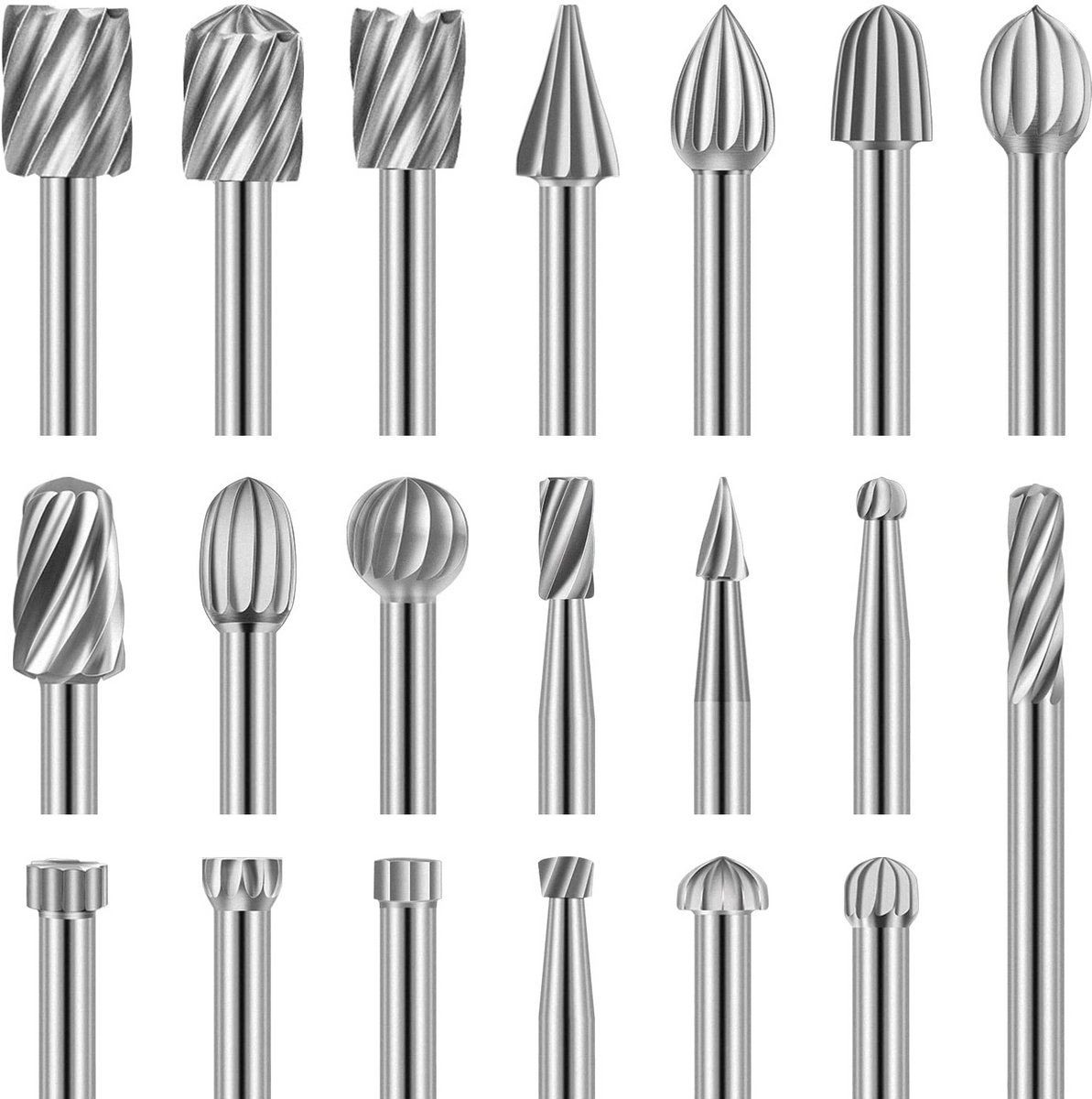 Rotary Burr Set - 20 Stuks Hoge Hardheid HSS Accessoires voor Houtbewerking en Graveren