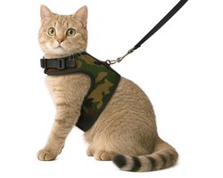 Zootic kattentuigje met looplijn - Maat M - camouflage - Halsomvang 18-24cm - Borstomvang 28-32cm - Kattenharnas