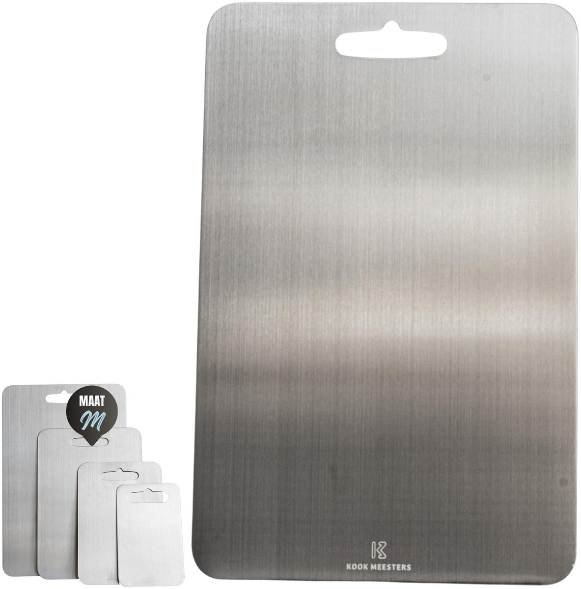 Kookmeesters® 100% RVS Snijplank M – 34x25cm – Vaatwasser bestendig - RVS snijplank – Snijplank – Snijmat – Snijplankenset