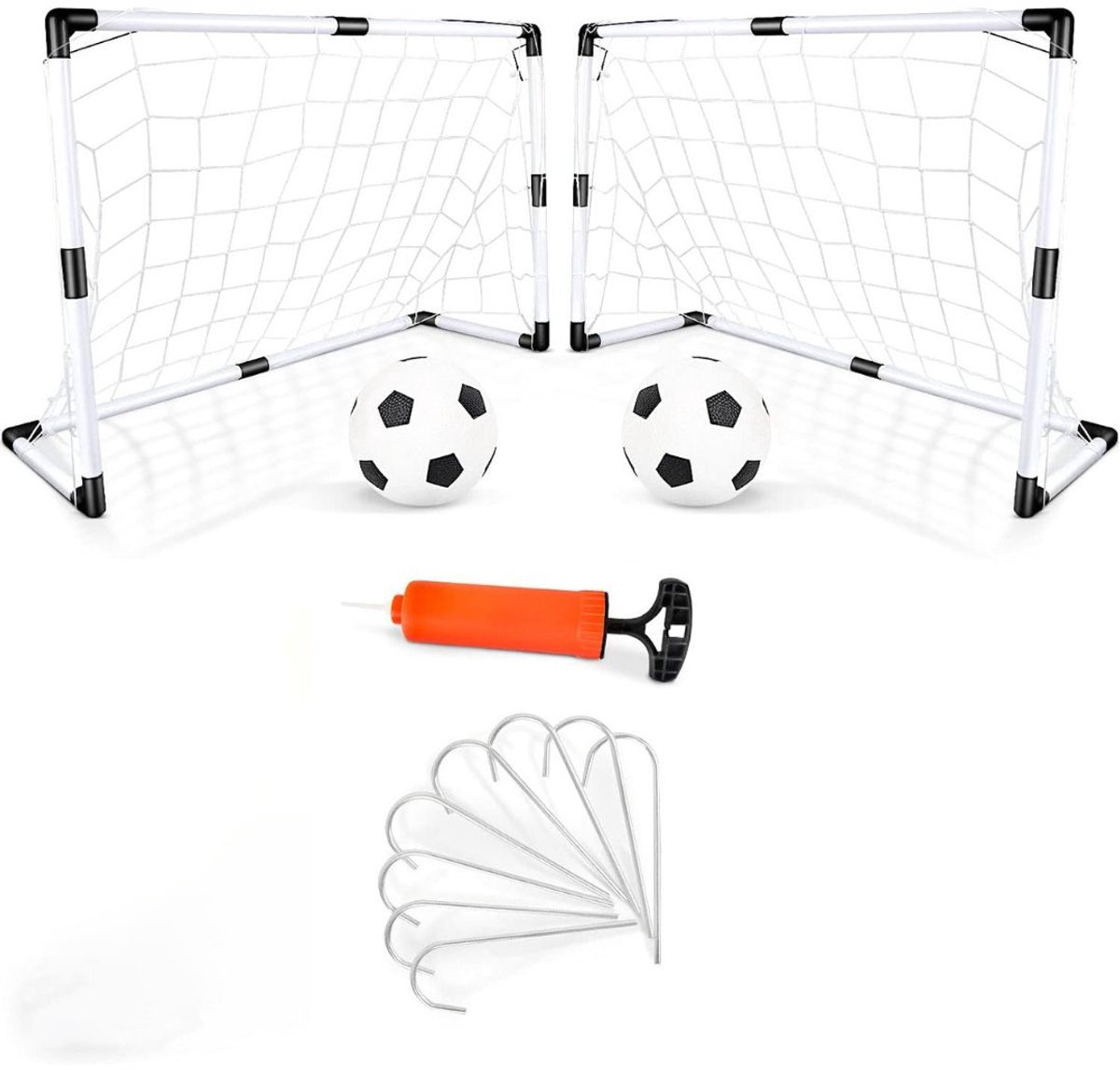 Voetbaldoeltjes Set van 2 - Voetbal Spullen Kinderen - Wit en Zwart