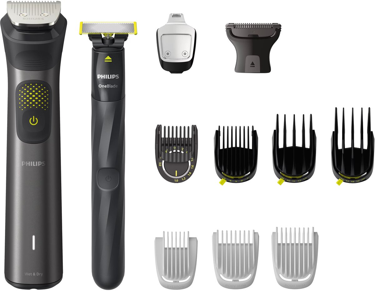 Maak uw persoonlijke look met de ultieme trimset voor gezicht, hoofd, en lichaam. De unieke combinatie van onze meest geavanceerde duurzame trimmer en OneBlade biedt ultiem precisietrimmen en stylen om de stijl die u wilt te krijgen.