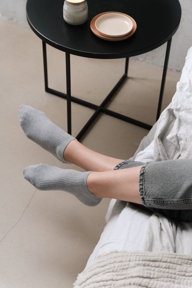 Grijze sneakersokken katoen–naadloos & comfortabel–2 paar–maat 38-40